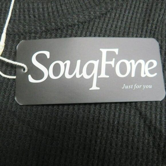 Souq Fone Knot Front Long Sleeve Shirt Women's Size Medium Black Athletic Exerci - Picture 5 of 13